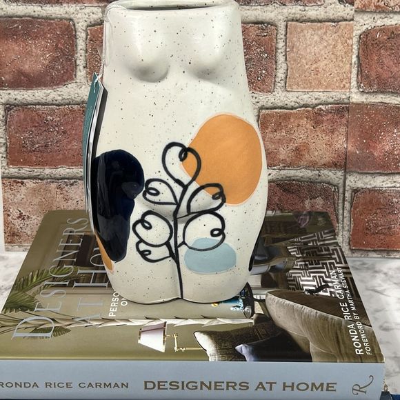 Female Form Body Ceramic Bud Vase Handmade White Floral Abstract Butt Booty Bust - Picture 8 of 17